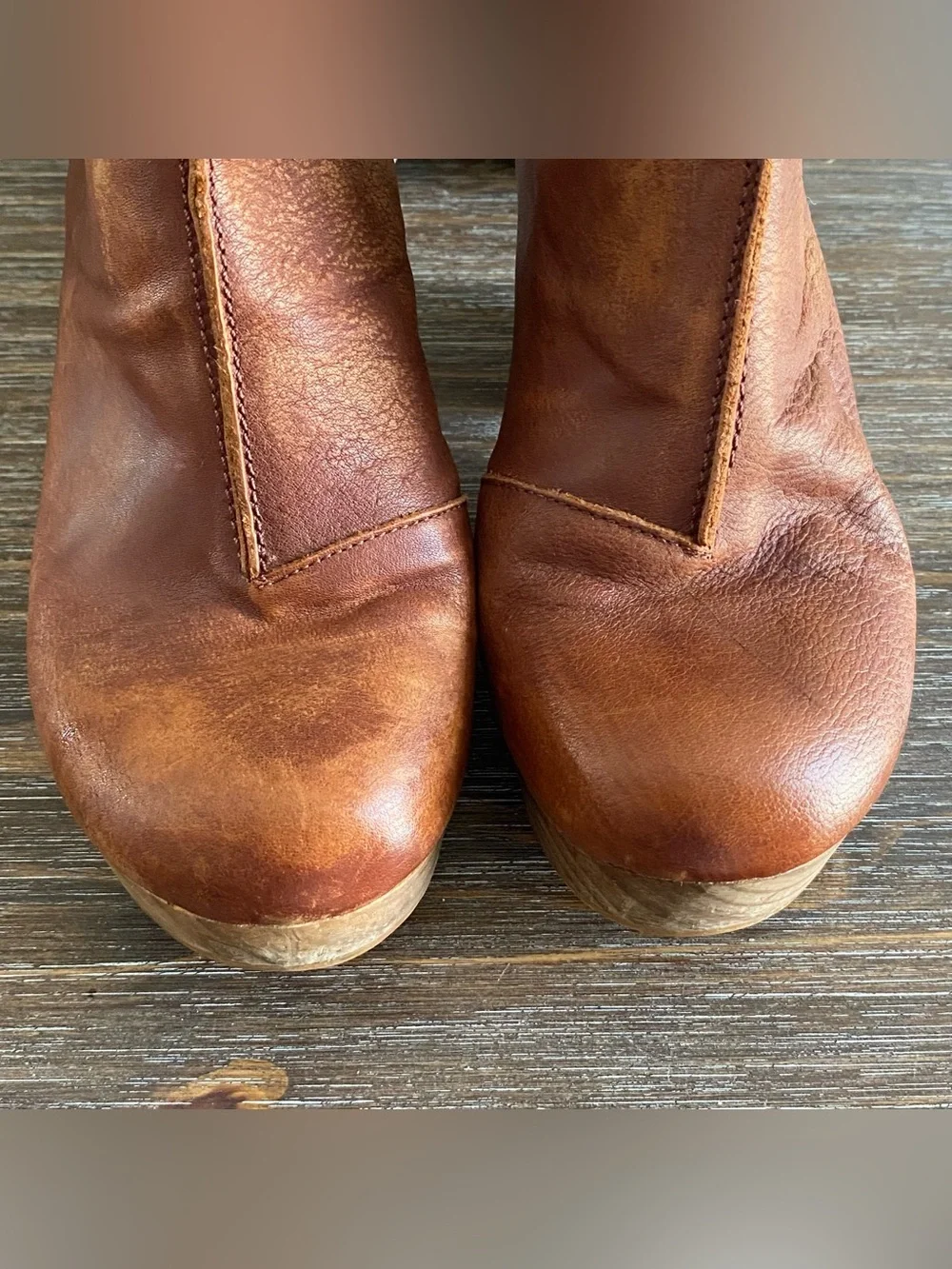 Free People Amber Orchard Clogs Leather Platform Ankle Boots Womens 38 Tan Brown
